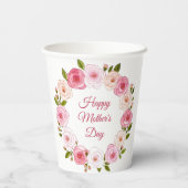 パステルかわいらしウォーターカラーバラリース 紙コップ (裏面)