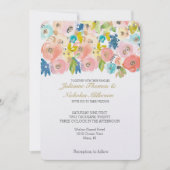 パステルかわいらしウォーターカラーフラワーウェディング招待 招待状 (正面)