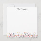 パステルかわいらしウォーターカラーフラワー縁どカスタム ノートカード (正面)