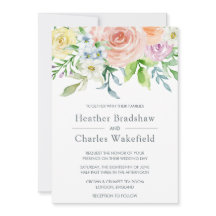 パステルかわいらしウォーターカラーフローラ結婚ズ