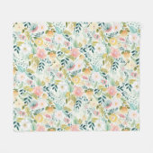 パステルかわいらしウォーターカラーフローラ フリースブランケット (正面(横))