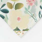 パステルかわいらしウォーターカラーフローラ フリースブランケット (角)