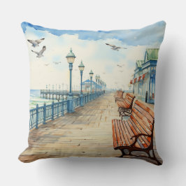 パステルかわいらしウォーターカラーボードウォーク及びビーチ クッション