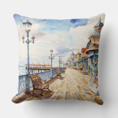 パステルかわいらしウォーターカラーボードウォーク及びビーチ クッション (正面)