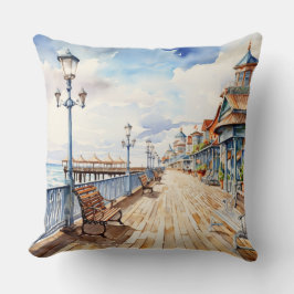 パステルかわいらしウォーターカラーボードウォーク及びビーチ クッション