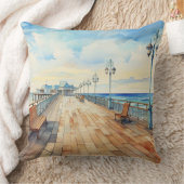 パステルかわいらしウォーターカラーボードウォーク及びビーチ クッション (ブランケット)