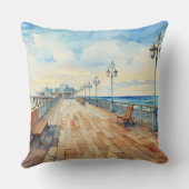 パステルかわいらしウォーターカラーボードウォーク及びビーチ クッション (裏面)