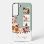 パステルかわいらしウォーターカラー花3 – 写真付き/名前 SAMSUNG GALAXYケース (裏面)