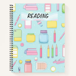 パステルかわいらしカラーの学校用品 ノートブック