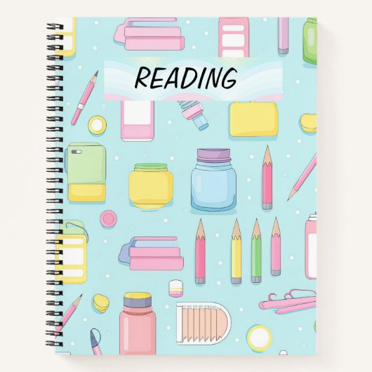 パステルかわいらしカラーの学校用品 ノートブック (正面)