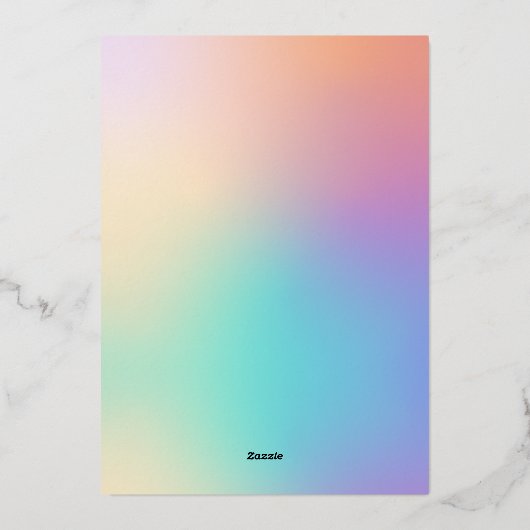 パステルかわいらしカラーグラデーションJOYクリスマスフォト 箔シーズンカード (裏面)