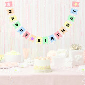 パステルかわいらしカラーズエステティックハッピーバースデー バンティングフラッグ