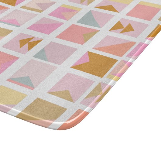 パステルかわいらしカラーズ幾何モダンデザイン カッティングボード (角)