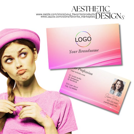 パステルかわいらしカーカラフルド・デコールのロゴと写真 名刺