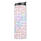 パステルかわいらしガーリーバタフライパタン虹色 タンブラー (回転左)