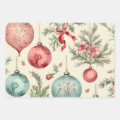 パステルかわいらしクリスマスオーナメント ラッピングペーパーシート (正面3)