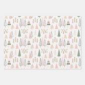 パステルかわいらしクリスマスツリーズモダンクリスマス ラッピングペーパーシート (正面3)