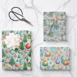 パステルかわいらしクリスマス ラッピングペーパーシート