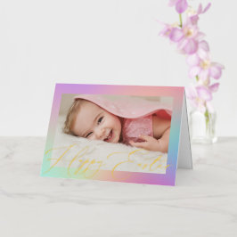 パステルかわいらしグラディエントハッピーイースターフォト金ゴールド 箔シーズンカード