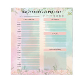 パステルかわいらしグリーン&ピーチバラデイリー・スケジュール ノートパッド
