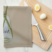 パステルかわいらしゲルベラフラワー+名前をカスタムする キッチンタオル (四つ折り)