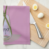 パステルかわいらしゲルベラフラワー+名前をカスタムする キッチンタオル (四つ折り)