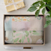 パステルかわいらしコラージュフローラ水の色パターン 薄葉紙 (ギフト)