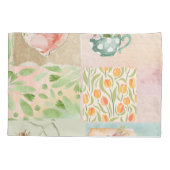 パステルかわいらしコラージュ背景植物模様 枕カバー (裏面)