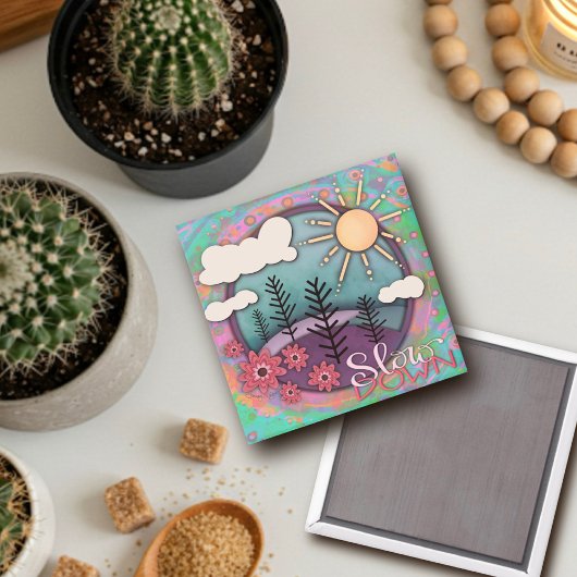 パステルかわいらしサンセットスローダウン引用文インスピレーション マグネット