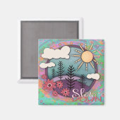 パステルかわいらしサンセットスローダウン引用文インスピレーション マグネット (正面/裏面)