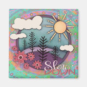 パステルかわいらしサンセットスローダウン引用文インスピレーション マグネット (正面)