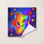 パステルかわいらしスターズインコズミック銀河系 バスタオルセット (ウォッシュタオル)