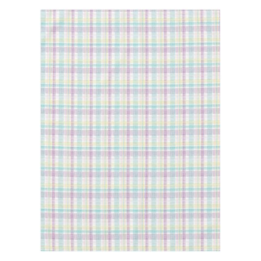 パステルかわいらしストライプ、格子模様ピンクイエローブルー テーブルクロス (正面)