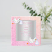 パステルかわいらしストーク赤ちゃんシャワー招待状 招待状 (スタンド正面)