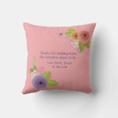 パステルかわいらしズマザーズデイフラワーフレームオンホワイト クッション (裏面)