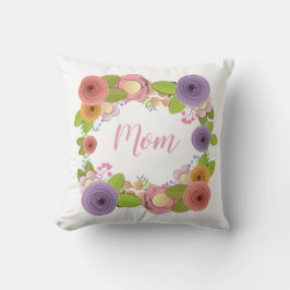 パステルかわいらしズマザーズデイフラワーフレームオンホワイト クッション