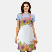 パステルかわいらしズマザーズ日紙カットフラワーエプロン エプロン (着用した状態)