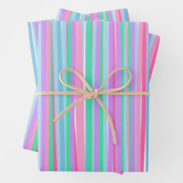 パステルかわいらしズ垂直ストライプ ラッピングペーパーシート