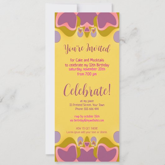パステルかわいらしズ12thバースデーパーティーの招待 招待状 (裏面)