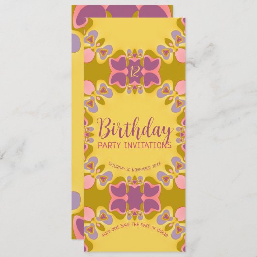 パステルかわいらしズ12thバースデーパーティーの招待 招待状 (正面/裏面)