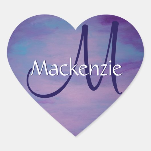 パステルかわいらしズ |かわいいピンクの雲パープルブルースカイ ハートシール (正面)