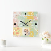 パステルかわいらしダッシュント壁時計 スクエア壁時計 (ホーム)