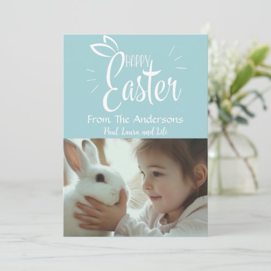 パステルかわいらしハッピーイースターカスタム写真 シーズンカード (スタンド正面)