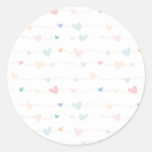 パステルかわいらしハート ラウンドシール (正面)