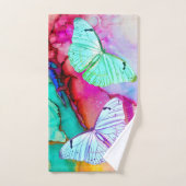 パステルかわいらしバタフライバスタオールセット バスタオルセット (ハンドタオル)