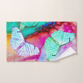 パステルかわいらしバタフライバスタオールセット バスタオルセット (ハンドタオル)