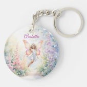 パステルかわいらしバタフライフェアリーインフラワーガーデン キーホルダー (裏面)