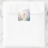 パステルかわいらしバタフライフェアリーインフラワーガーデン スクエアシール (バッグ)