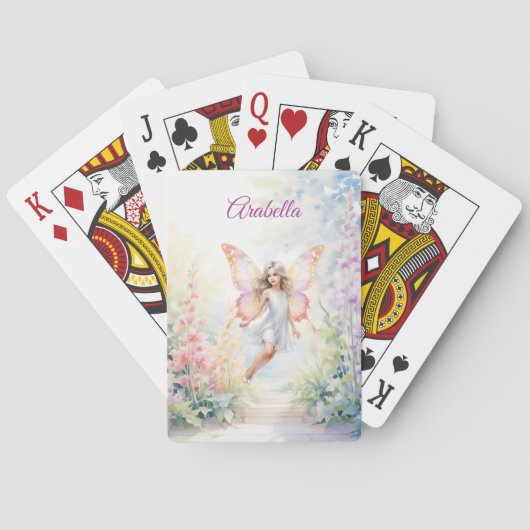 パステルかわいらしバタフライフェアリーインフラワーガーデン トランプ (裏面)