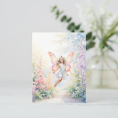 パステルかわいらしバタフライフェアリーインフラワーガーデン ポストカード (スタンド正面)